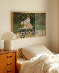 After Hover: Claude Monet - Jean Monet on his horse-drawn bicycle (1872)