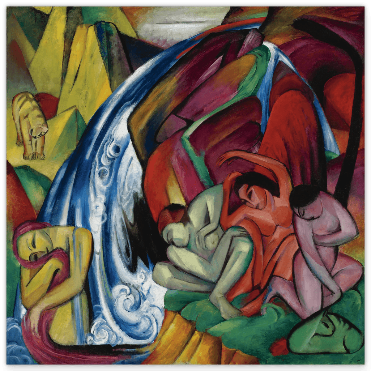 Franz Marc - Der Wasserfall (Frauen unter einem Wasserfall) (1912)