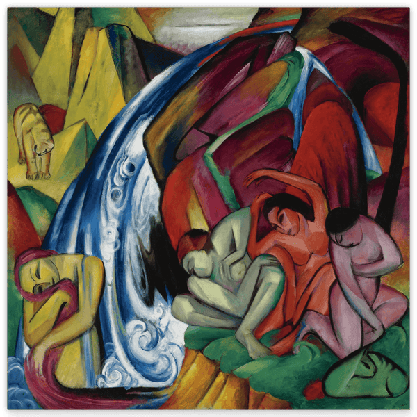 Franz Marc - Der Wasserfall (Frauen unter einem Wasserfall) (1912)
