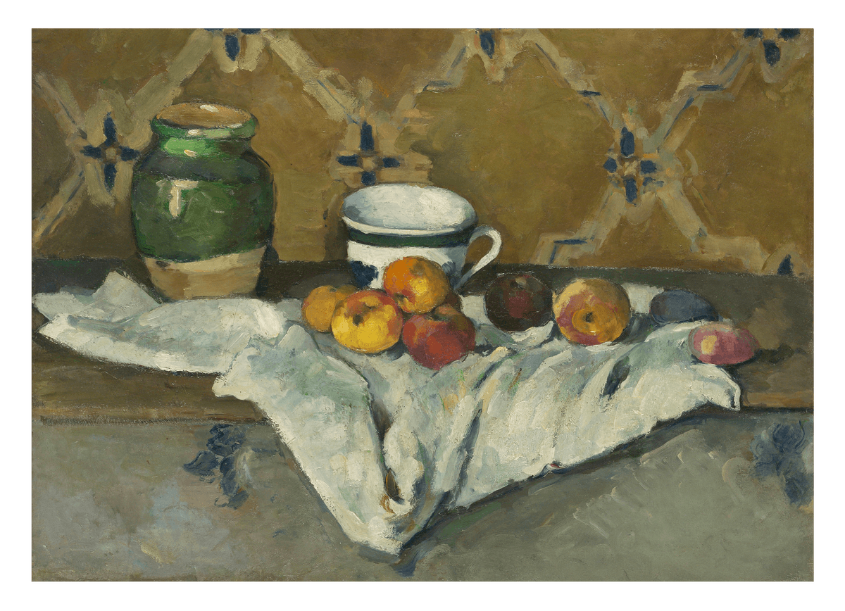 Paul Cézanne - Stillleben mit Krug, Tasse und Äpfel (1877)