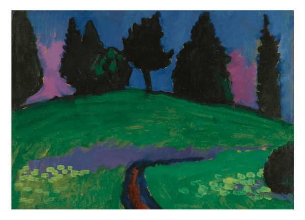 Alexej von Jawlensky - Dunkle Bäume über grünem Hang