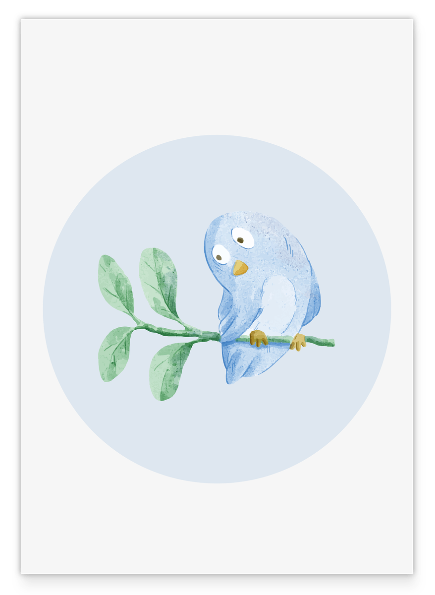 Little bird, cute illustration, watercolor drawing, decoration for babies and children