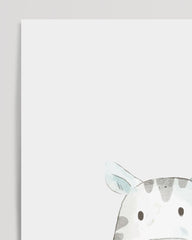 After Hover: Happy Zebra, Cute Watercolor Illustration, Nursery Wall Decoration in White
