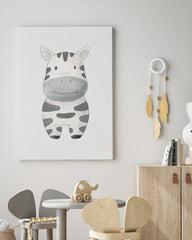 After Hover: Lächelndes Zebra, Tier-Zeichnung in Wasserfarben, Kunst für Kinder, Deko für Zuhause