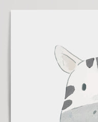 After Hover: Smiling zebra, animal drawing in watercolors, art for children, home decor