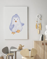 After Hover: Tanzender Pinguin, Süße Wasserfarben-Zeichnung, Kunst, Illustration, Dekoration für Zuhause
