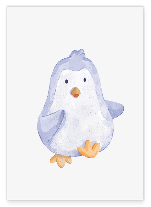 Tanzender Pinguin, Süße Wasserfarben-Zeichnung, Kunst, Illustration, Dekoration für Zuhause