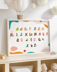 After Hover: ABC Lernbild, Englisch Lernen, Süße Illustrationen, Dekoration für Zuhause oder Kindergarten