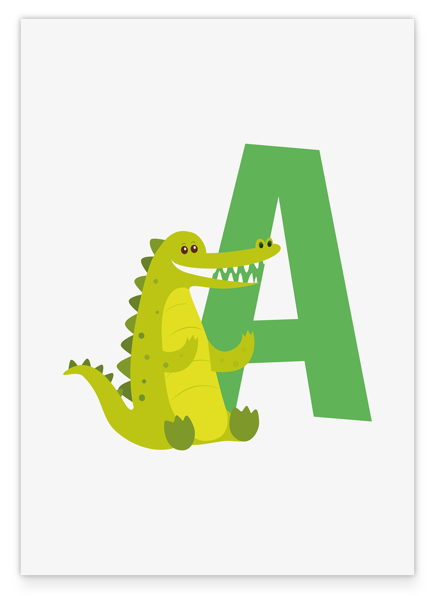 A is for Alligator, ABC Learning, Letter for Name, Cute Drawing, Home Decoration