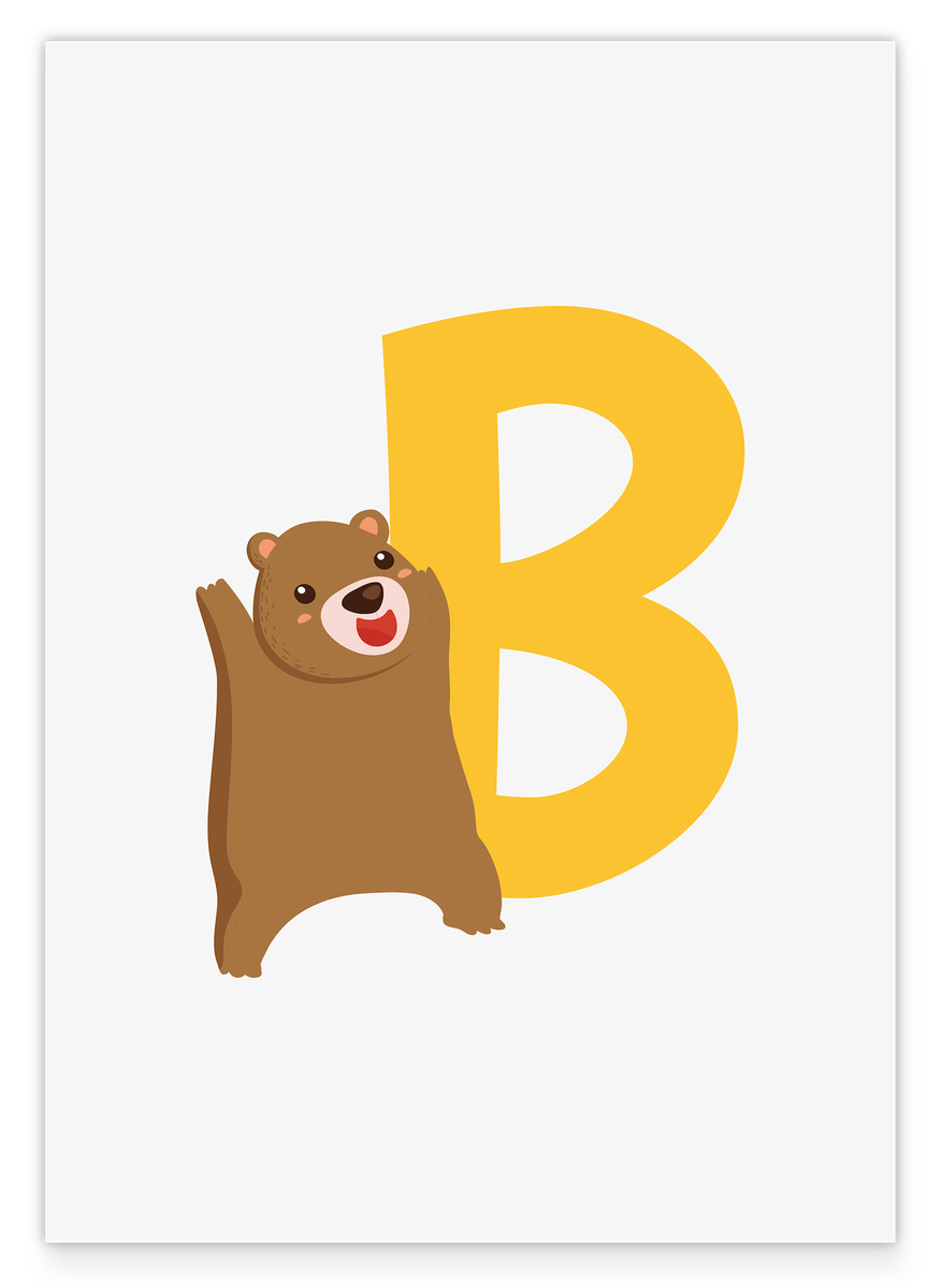B is for Bear, Learning Letters, ABC, Cute Illustration, Home Decoration