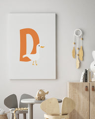 After Hover: D wie Duck, Englisches ABC Lernen, Enten Kinderzimmer Dekoration in Weiß, Buchstabe für Name
