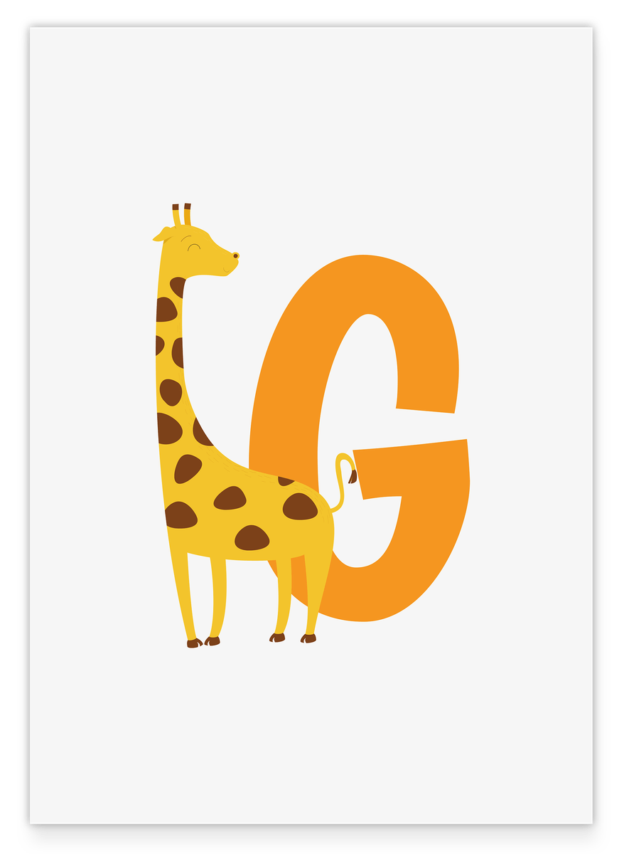 G is for Giraffe, children's wall decoration in white, letter gift for names starting with G