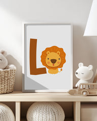 After Hover: L wie Löwe, ABC Lernen, Süße Zeichnung, Illustration für Kinder, Buchstabe für Name, Deko für Zuhause
