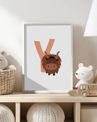 After Hover: Y wie Yak, ABC Lernen, Buchstabe für Name, Süße Zeichnung, Dekoration für das Zuhause