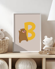 After Hover: B wie Bär, Buchstaben Lernen, ABC, Süße Illustration, Dekoration für Zuhause