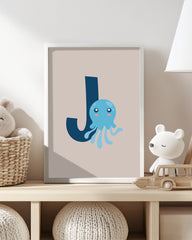 After Hover: J wie Jellyfish, Qualle, Buchstabe für Name, Englisches ABC Lernen, Süße Dekoartion für Zuhause