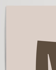 After Hover: M is for Mouse, children's illustration in beige, ABC learning with letters