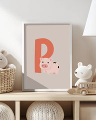 After Hover: P wie Pig, Schwein, Englisches ABC Lernen, Geschenk & Deko für Kinder, Buchstabe für Name