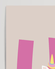 After Hover: U is for Unicorn, Unicorn decoration for children in beige, ABC learning with English letters