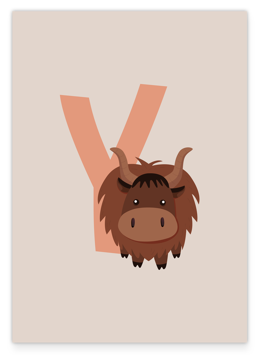 Y for Yak, ABC Learning, Letter for Name, Cute Drawing, Home Decoration