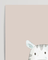 After Hover: Happy Zebra, Cute Watercolor Illustration, Decoration for Babies and Children in Beige