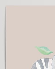 After Hover: Sleeping Zebra, Goodnight Illustration for Children in Beige with Watercolors