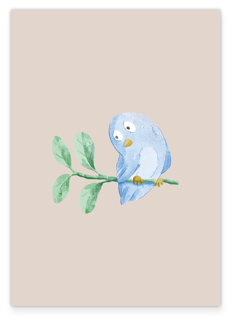 Little bird, cute illustration, watercolor drawing, decoration for babies and children