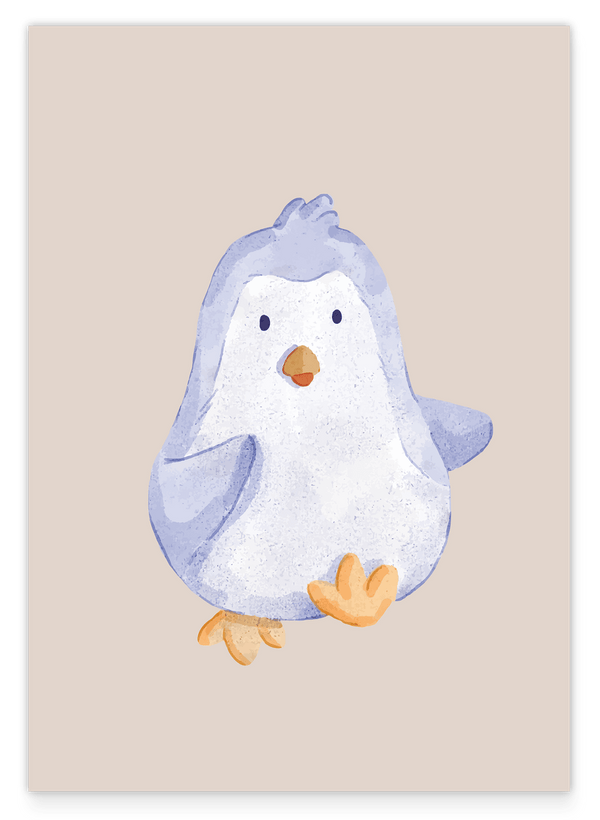 Tanzender Pinguin, Süße Wasserfarben-Zeichnung, Kunst, Illustration, Dekoration für Zuhause