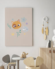 After Hover: Katzen im Blumenfeld, Kunst für Zuhause, Süße Illustration, Zeichnung für Kinder