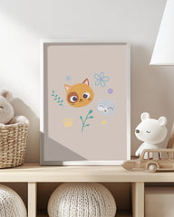 After Hover: Katzen im Blumenfeld, Kunst für Zuhause, Süße Illustration, Zeichnung für Kinder