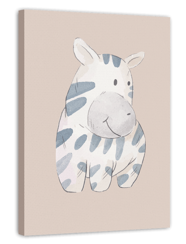Lächelndes Zebra, Wanddekoration für Kinder & Babies in Beige, Wasserfarben-Kunst