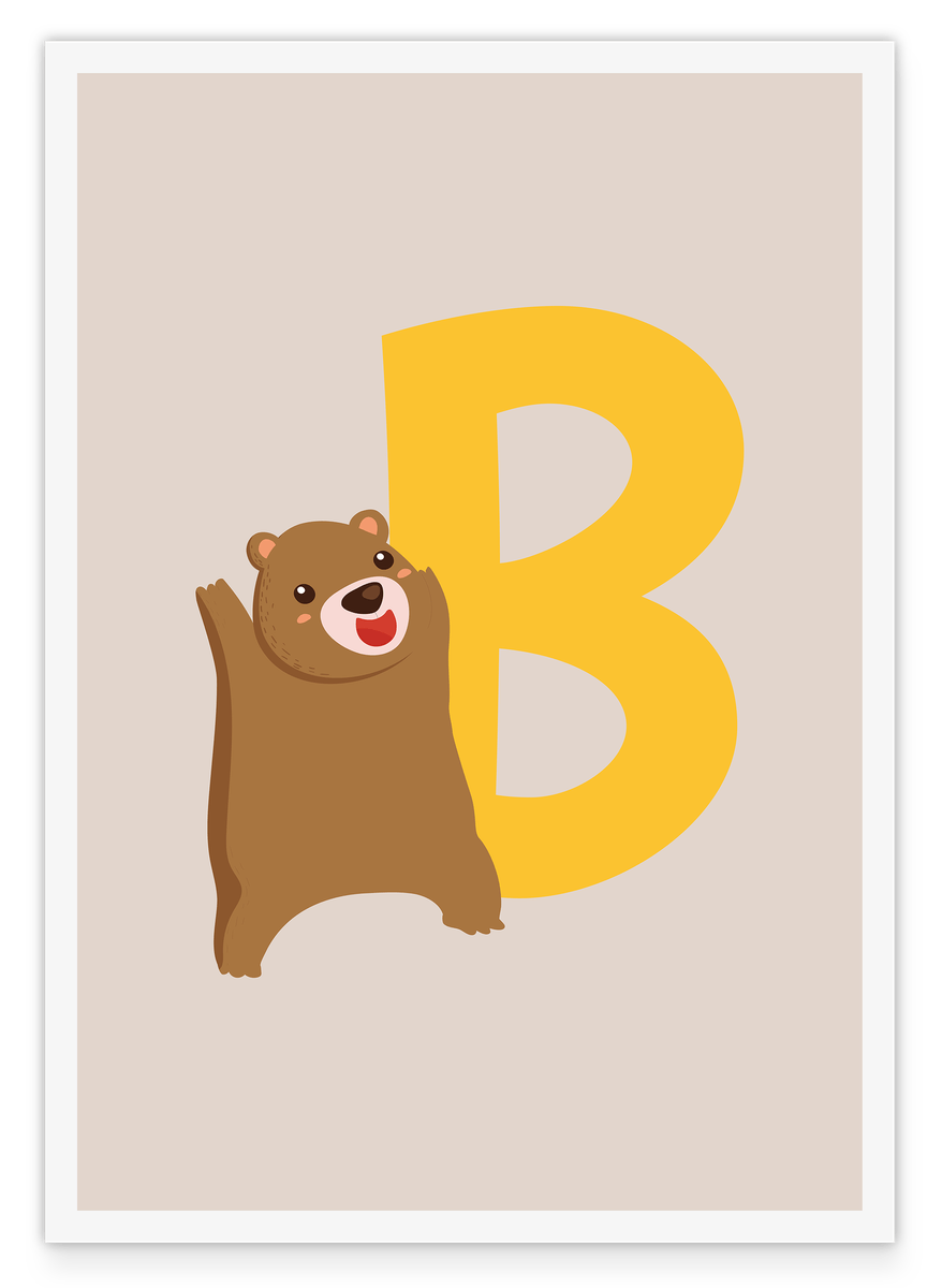 B is for Bear, Learning Letters, ABC, Cute Illustration, Home Decoration