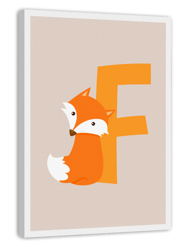 F wie Fuchs, ABC Lernen, Buchstabe für Name, Wasserfarben-Illustration, Dekoration für Kinder