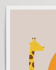 After Hover: Children's room decor in beige - G for Giraffe, ABC letters for names, drawing with white border