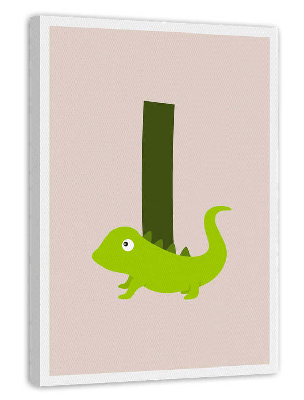 I wie Iguana, Leguan, Buchstabe für Name, Englisches ABC Lernen, Süße Deko für Zuhause