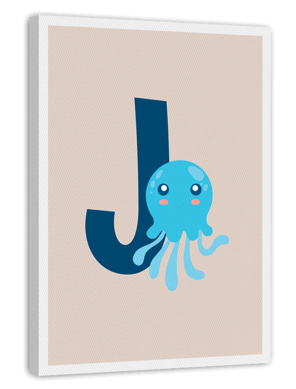 J wie Jellyfish, Qualle, Buchstabe für Name, Englisches ABC Lernen, Süße Dekoartion