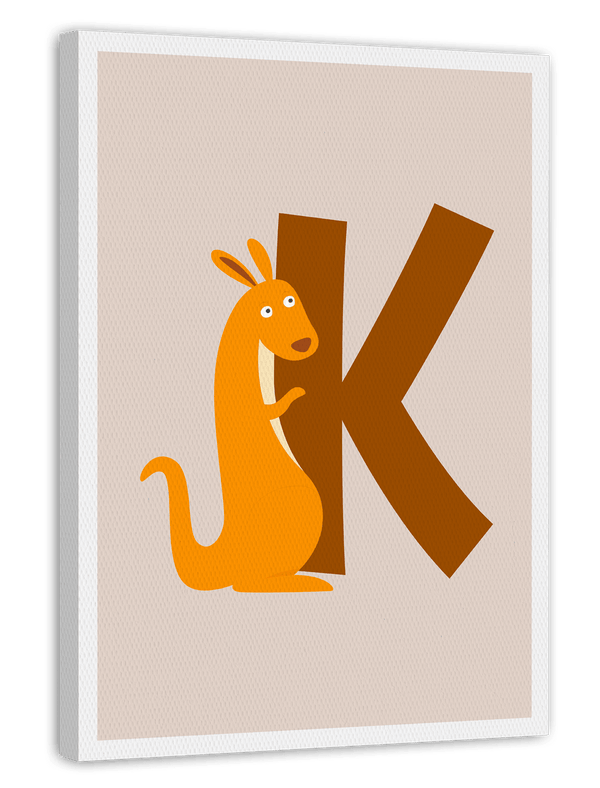 K wie Känguru, ABC Lernen, Süße Illustration, Buchstabe für Name, Dekoration für Zuhause