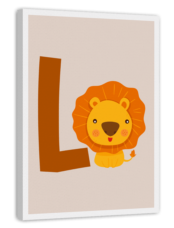 L wie Löwe, ABC Lernen, Süße Zeichnung, Illustration für Kinder, Buchstabe für Name, Deko für Zuhause