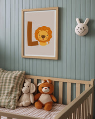After Hover: L wie Löwe, ABC Lernen, Süße Zeichnung, Illustration für Kinder, Buchstabe für Name, Deko für Zuhause