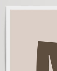 After Hover: Children's illustration M for Mouse, name &amp; letter children's room decoration in beige with white border