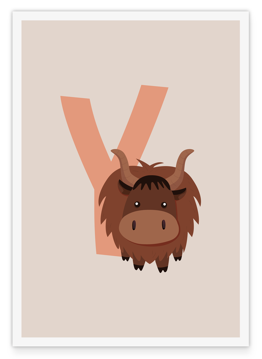 Y for Yak, ABC Learning, Letter for Name, Cute Drawing, Home Decoration