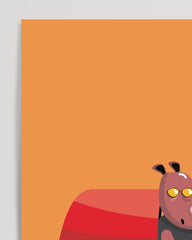 After Hover: Nora the Rhino, Colorful Drawing, Monster Truck, Car Illustration, Fun Decoration for Children