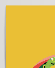 After Hover: Sandra the Turtle, Colorful Car Drawing, Illustration for Children, Cute Home Decoration