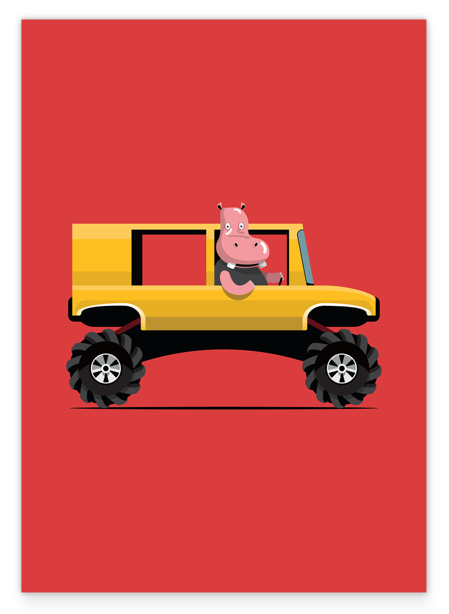 Nils the Hippopotamus, Fun Decoration for Children, Colorful Drawing, Cute Illustration, Home Decoration