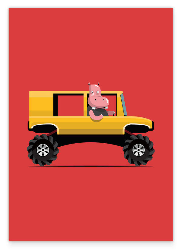 Nils Nilpferd, Lustige Deko für Kinder, Bunte Zeichnung, Süße Illustration, Dekoration für Zuhause