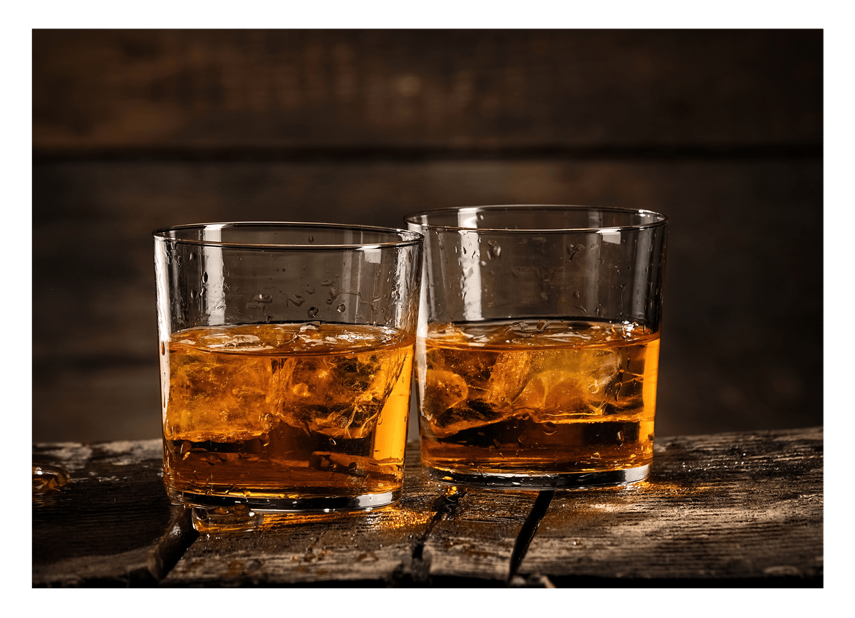 Whisky drink on ice - Two glasses
