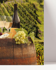 After Hover: Wine bottle and glasses in a wine-growing region - idyllic setting