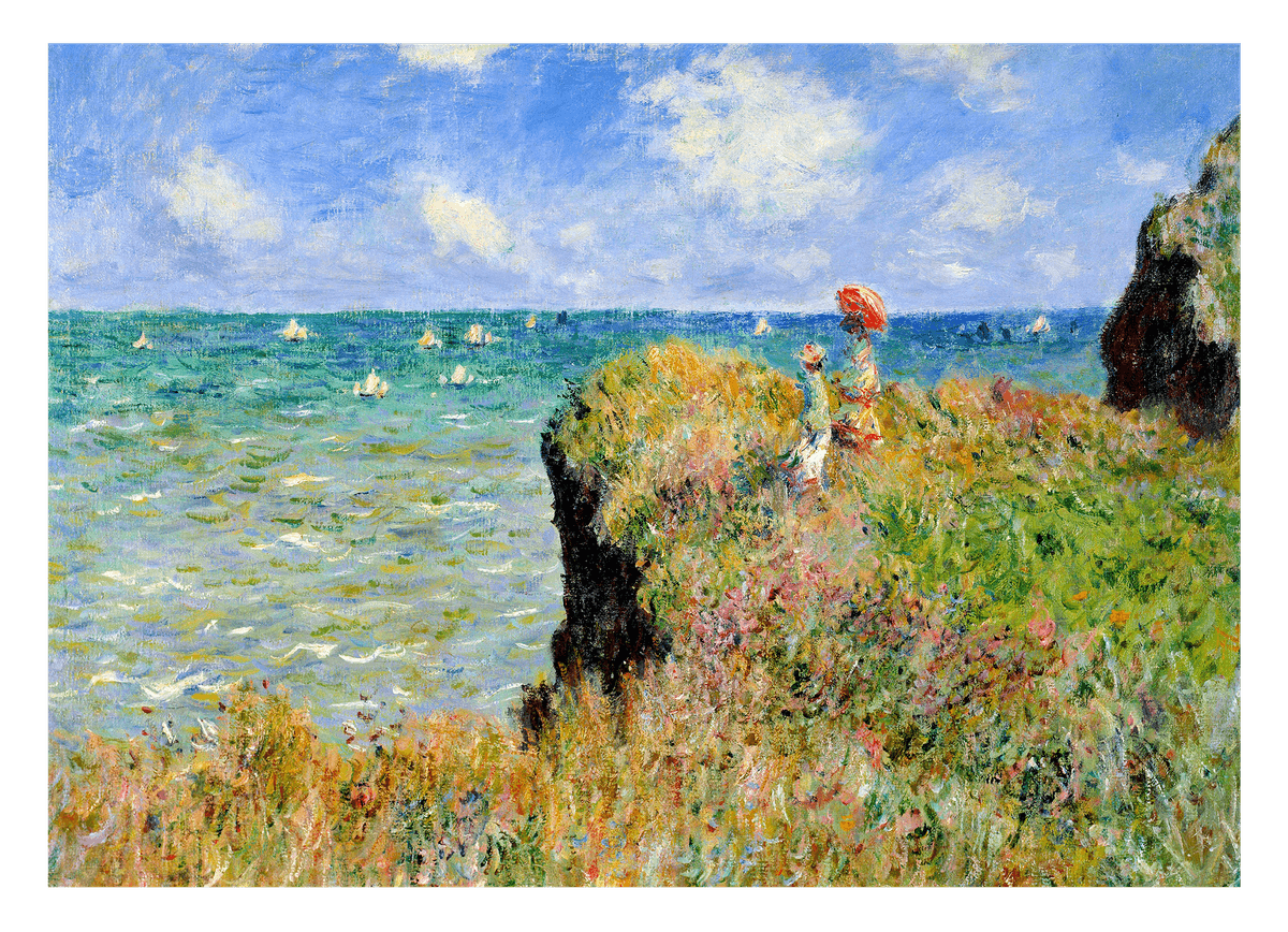 Claude Monet - Spaziergang auf Klippen-Ebene bei Pourville