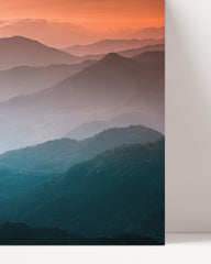 After Hover: Mountains at sunset with mist