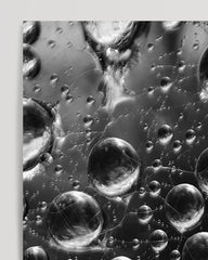 After Hover: Close-up of drops - black and white